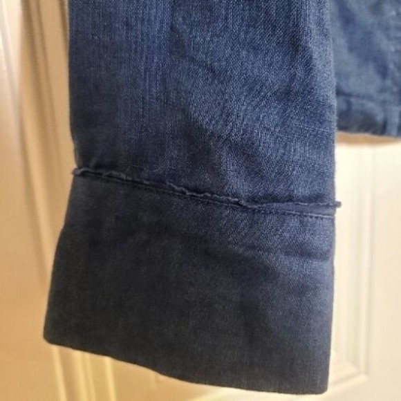 Coldwater Creek Linen Celebrate Your Spirit Size 12 Blue Button Front Jacket - Picture 6 of 16